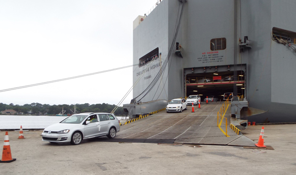 Cars exiting RoRo ship