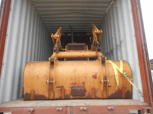 This front end loader is ready to ship to an international port